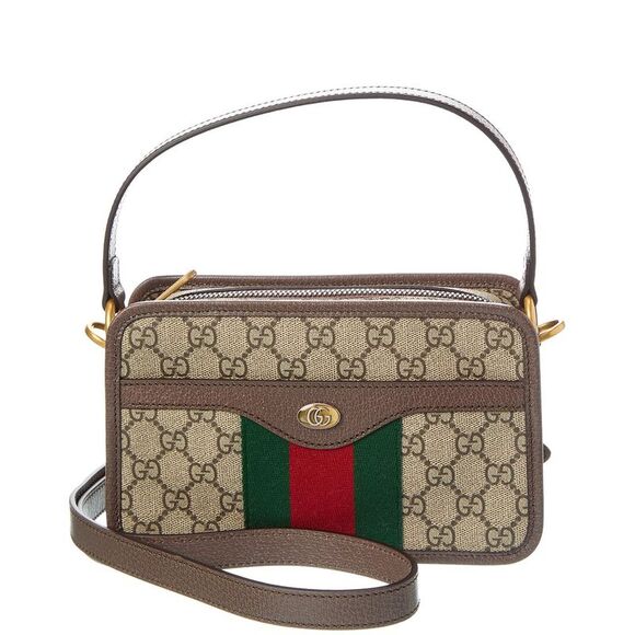 Gucci Ophidia Gg Supreme Canvas & Leather Crossbody, Brown - Picture 1 of 4